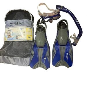 Aqua Lung Sport Silicone Mask‎ Dry Top Snorkel & Fins with Travel Bag Size Small
